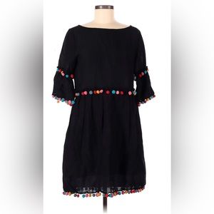 1st Sight Black Pom Pom Detail Mini Dress
